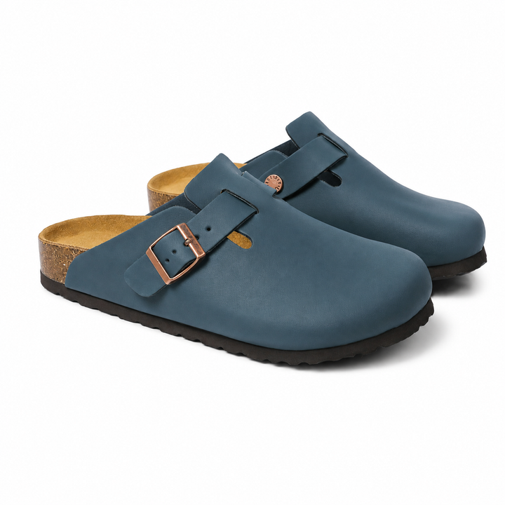 Positano backless clog loafers with adjustable buckle straps