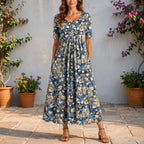 Bloomdress  - Floral Midi Dress Everyday Wear