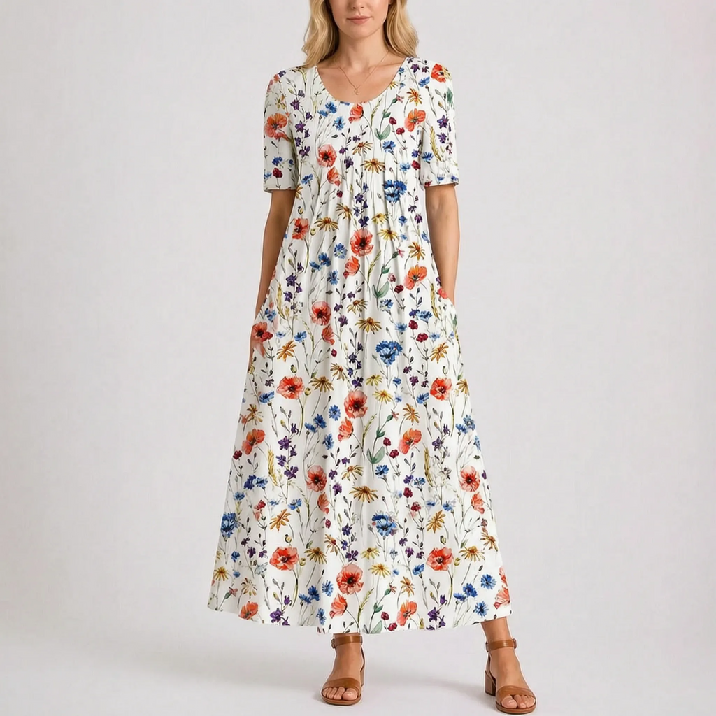 Bloomdress  - Floral Midi Dress Everyday Wear
