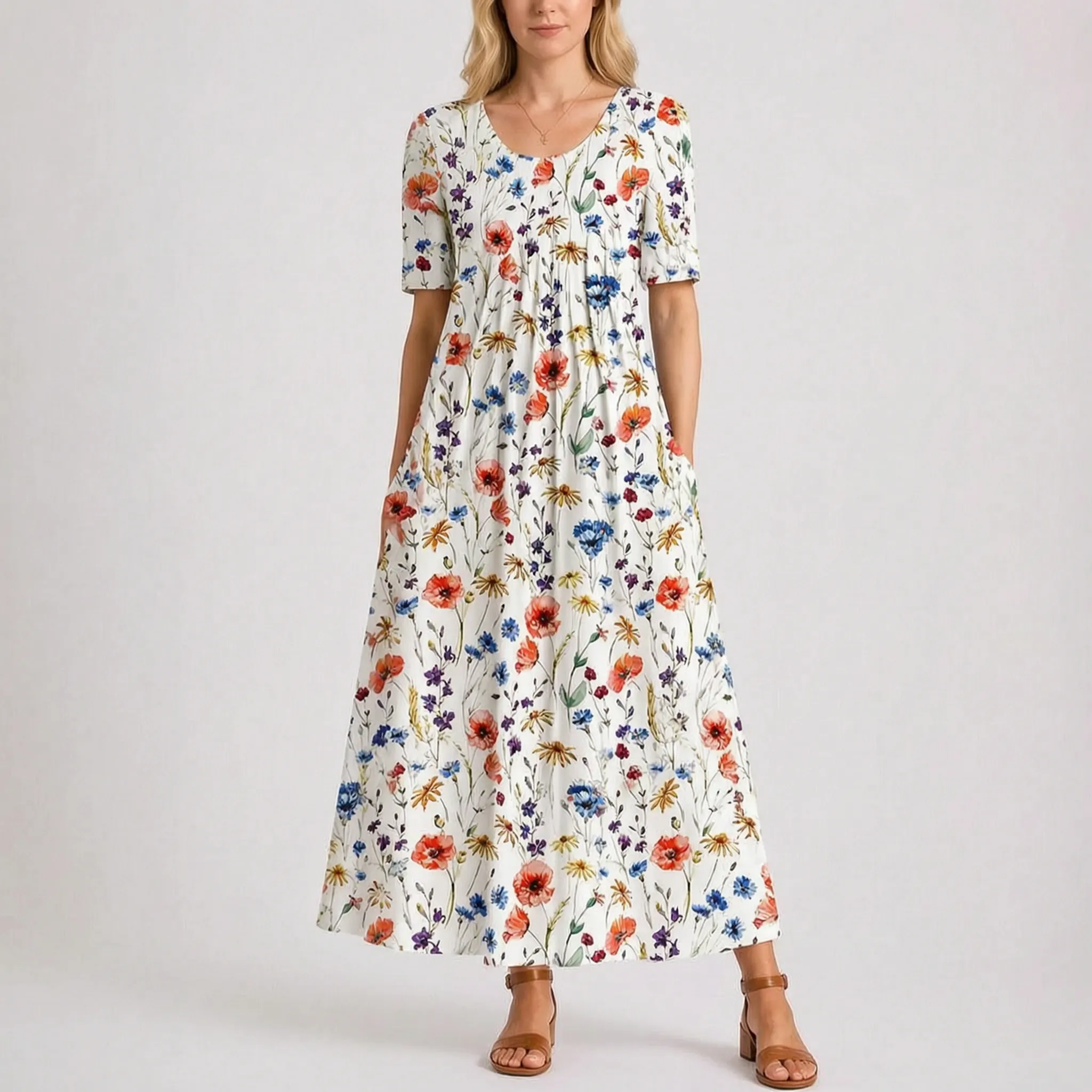 Bloomdress  - Floral Midi Dress Everyday Wear