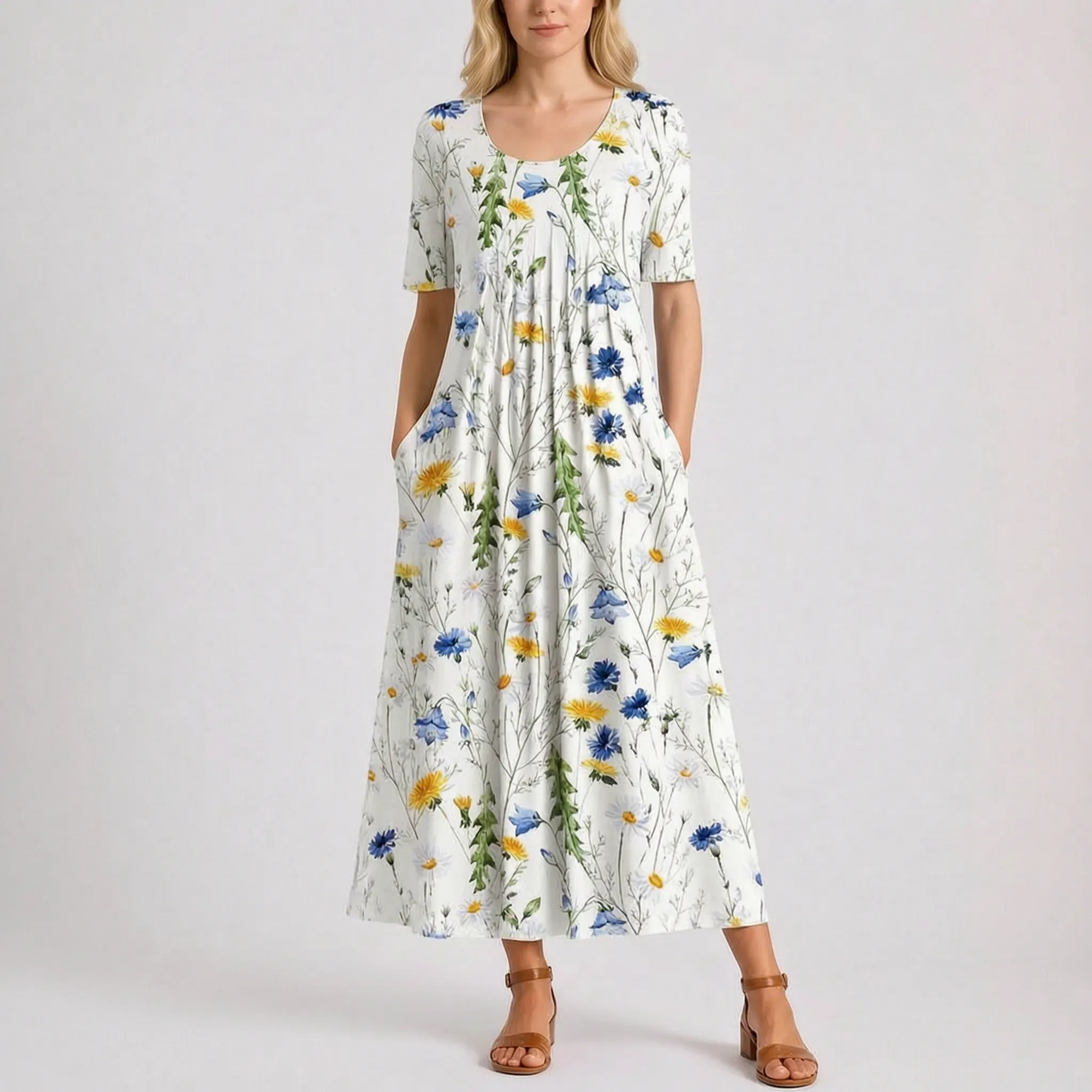 Bloomdress  - Floral Midi Dress Everyday Wear