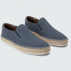 Men's slip-on loafers with braided espadrille trim and flat soles