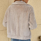 Women's textured hooded fleece jacket with zip front