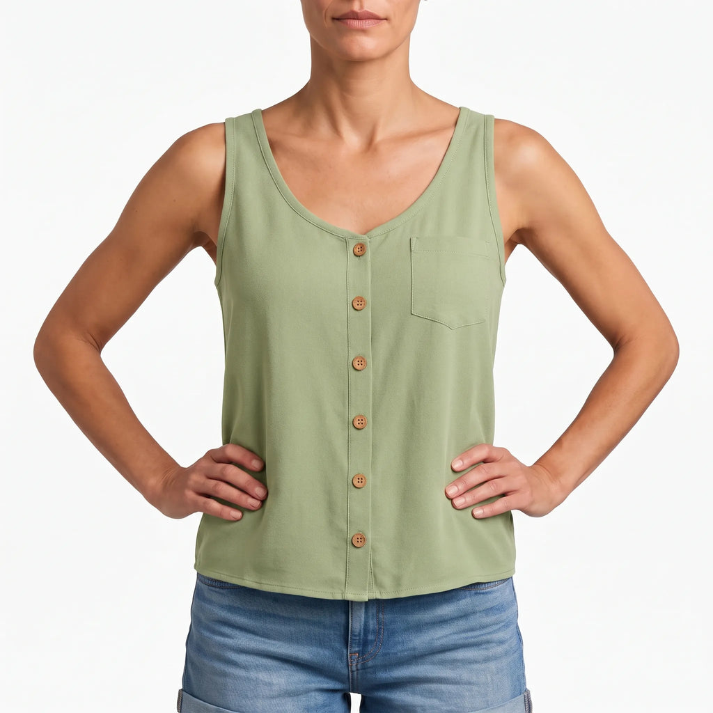 Breezea  - Casual Sleeveless V-Neck Top Staying Cool Outside