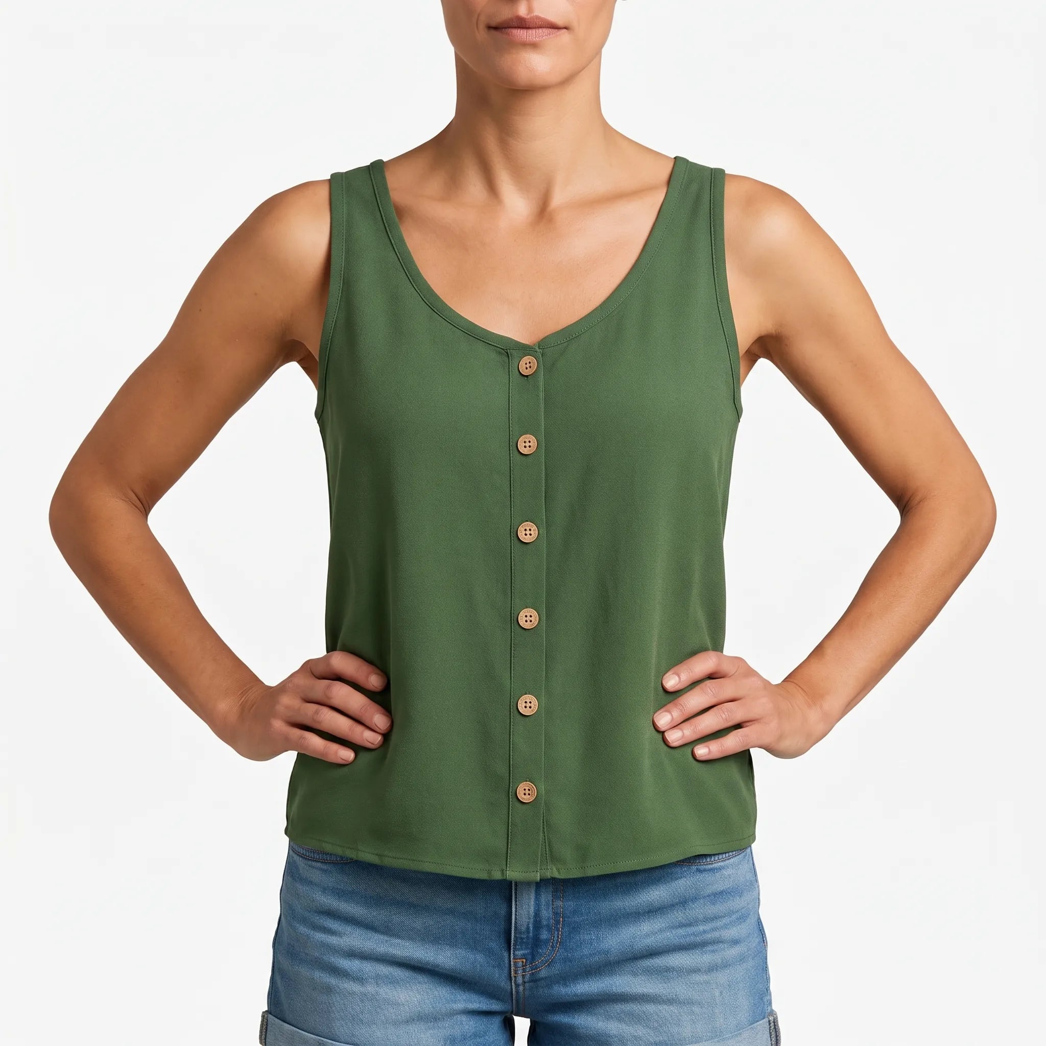 Breezea  - Casual Sleeveless V-Neck Top Staying Cool Outside