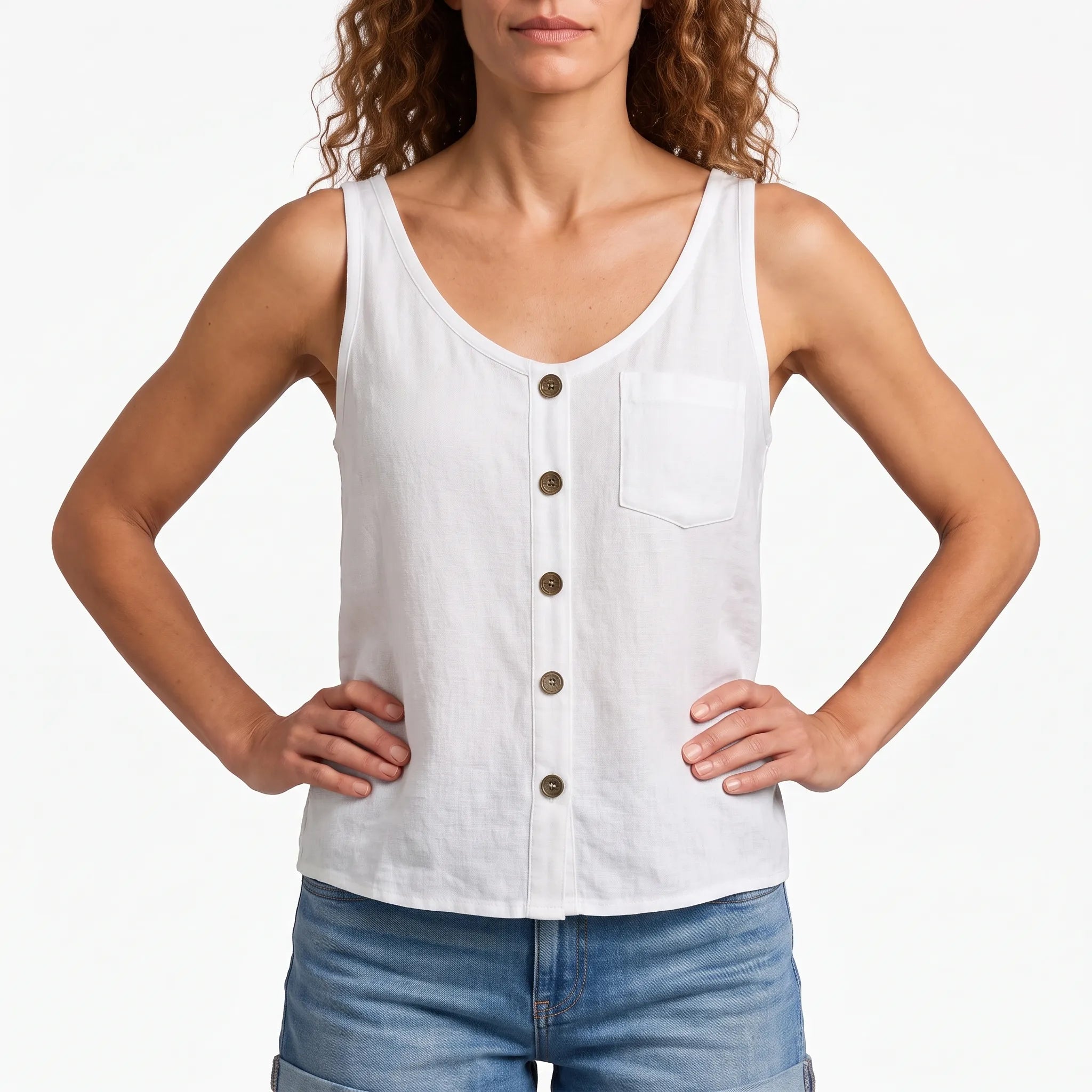 Breezea  - Casual Sleeveless V-Neck Top Staying Cool Outside
