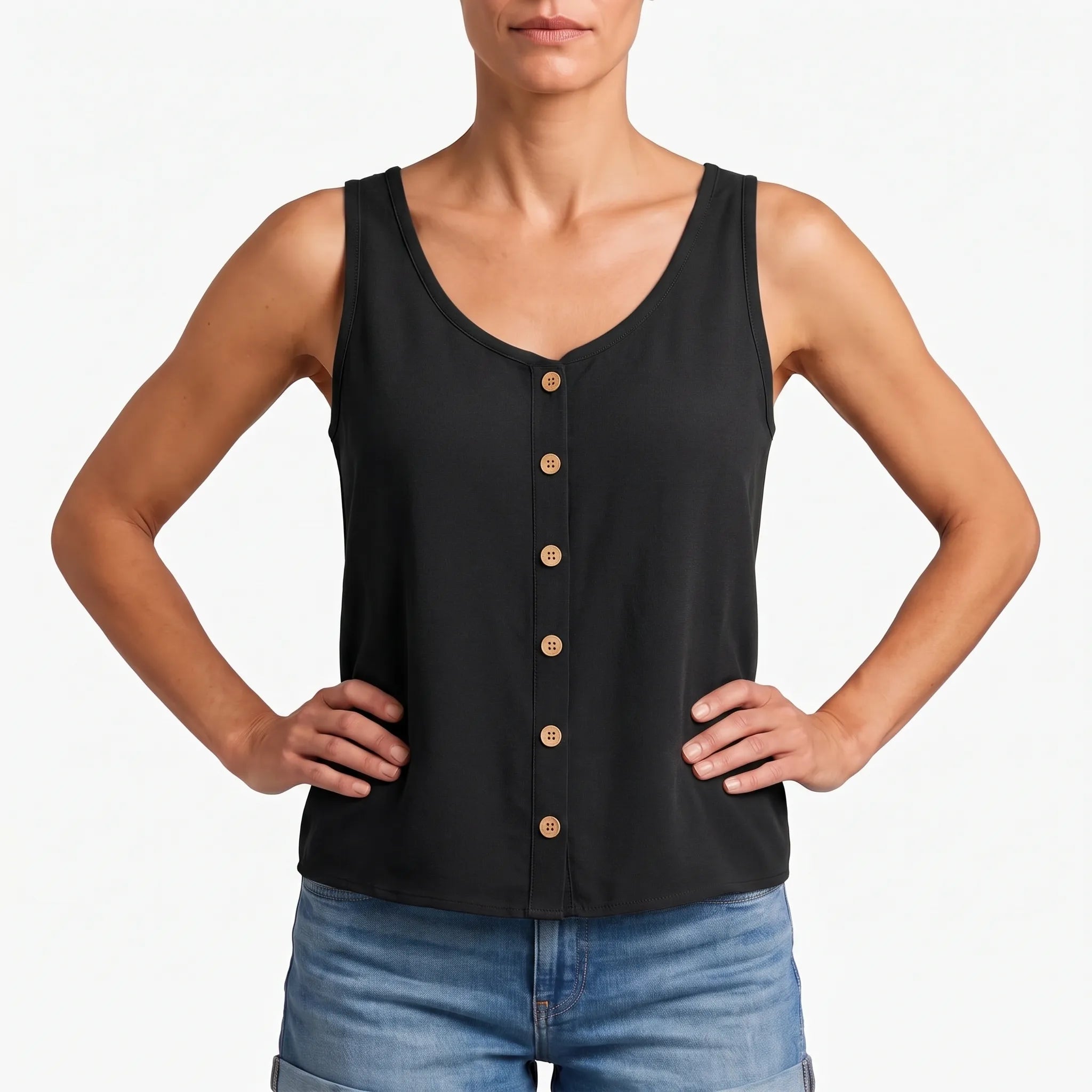 Breezea  - Casual Sleeveless V-Neck Top Staying Cool Outside
