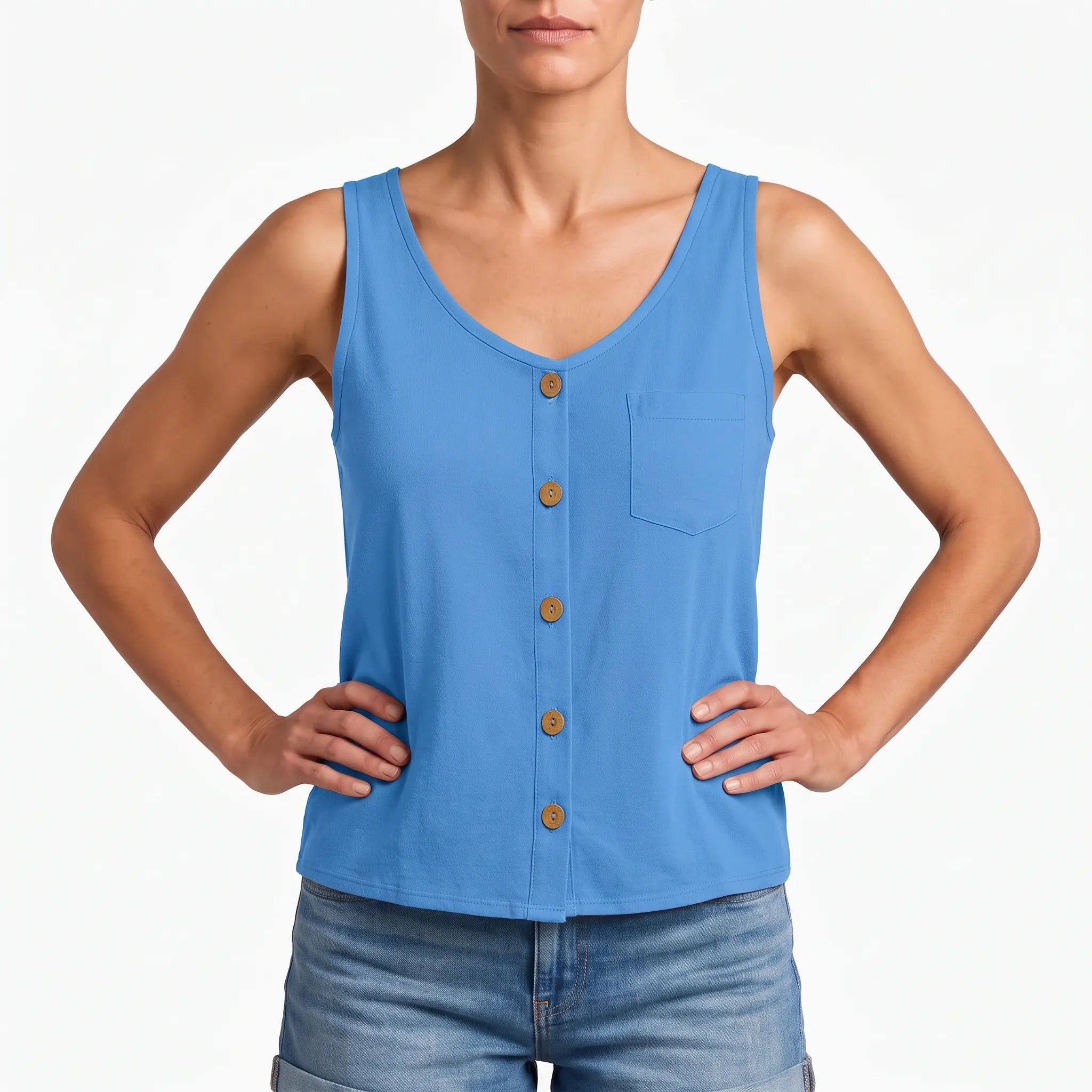 Breezea  - Casual Sleeveless V-Neck Top Staying Cool Outside