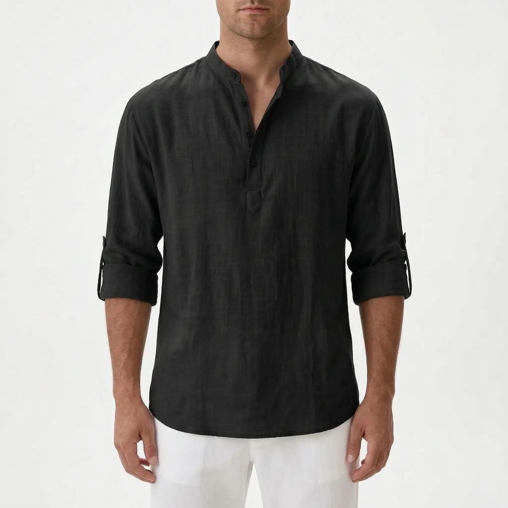 Breezian  - Lightweight Textured Men's Henley Shirt Relaxed Daytime Wear