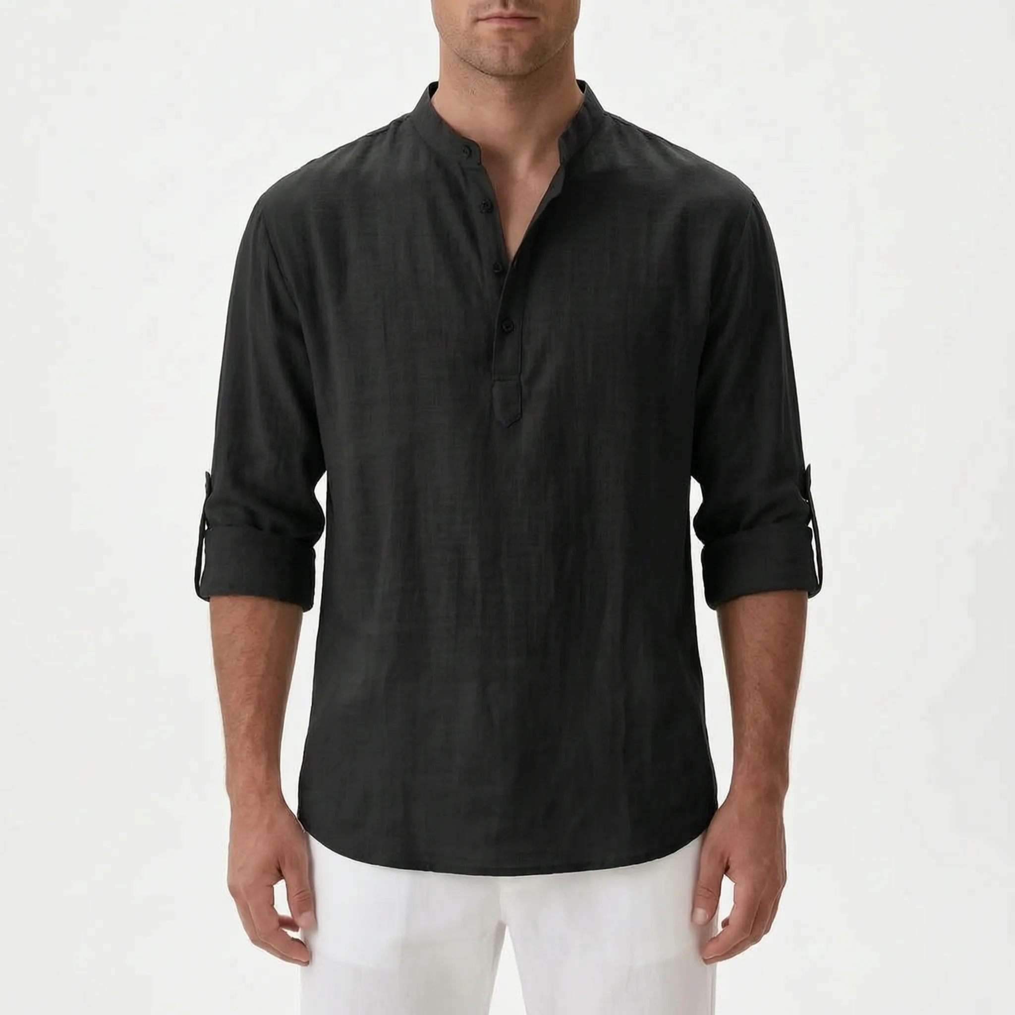 Breezian  - Lightweight Textured Men's Henley Shirt Relaxed Daytime Wear