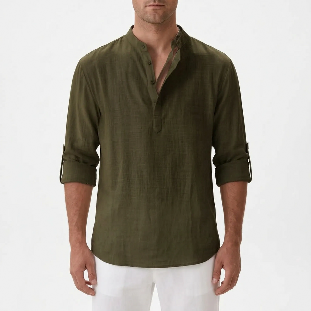 Breezian  - Lightweight Textured Men's Henley Shirt Relaxed Daytime Wear