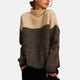 Women's chevron knit sweater with high neck and long sleeves