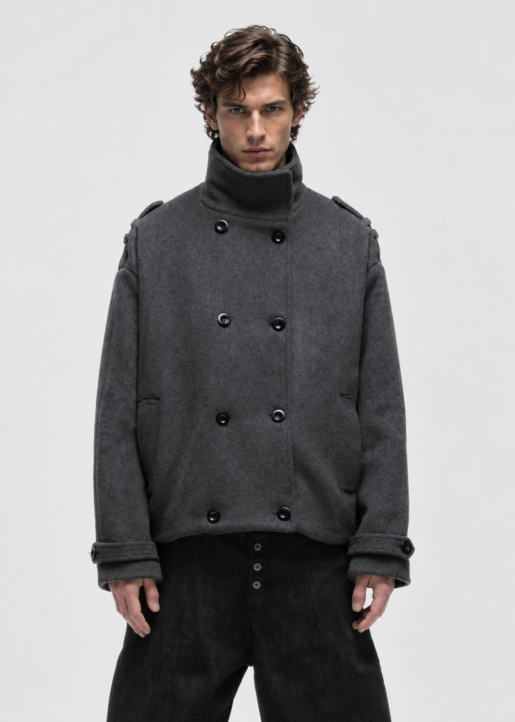 Men's Oversized Double-Breasted Peacoat