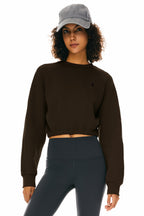 Women's cropped oversized crew neck sweatshirt with long raglan sleeves