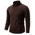 Men's ribbed turtleneck sweater with long sleeves and ribbed trims