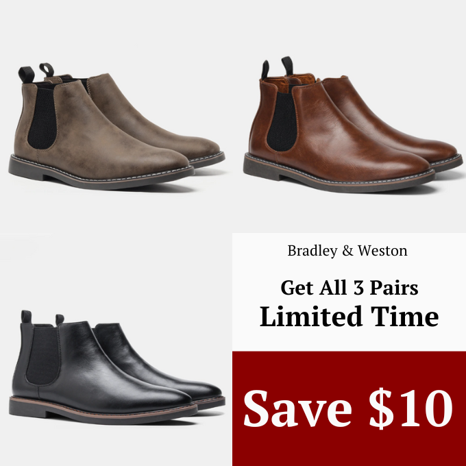 Ankle Chelsea boots with elastic side panels and pull tabs