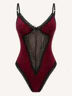 burgundy-strappy-velvet-bodysuit-with-black-lace-detail-bodysuit-bellascena