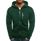 Men's hooded zip hoodie with long sleeves and zipped pockets