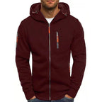 Men's hooded zip hoodie with long sleeves and zipped pockets