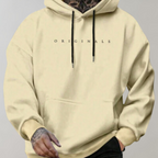 Oversized hooded sweatshirt with chest text and kangaroo pocket