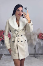 Women's hooded belted long coat