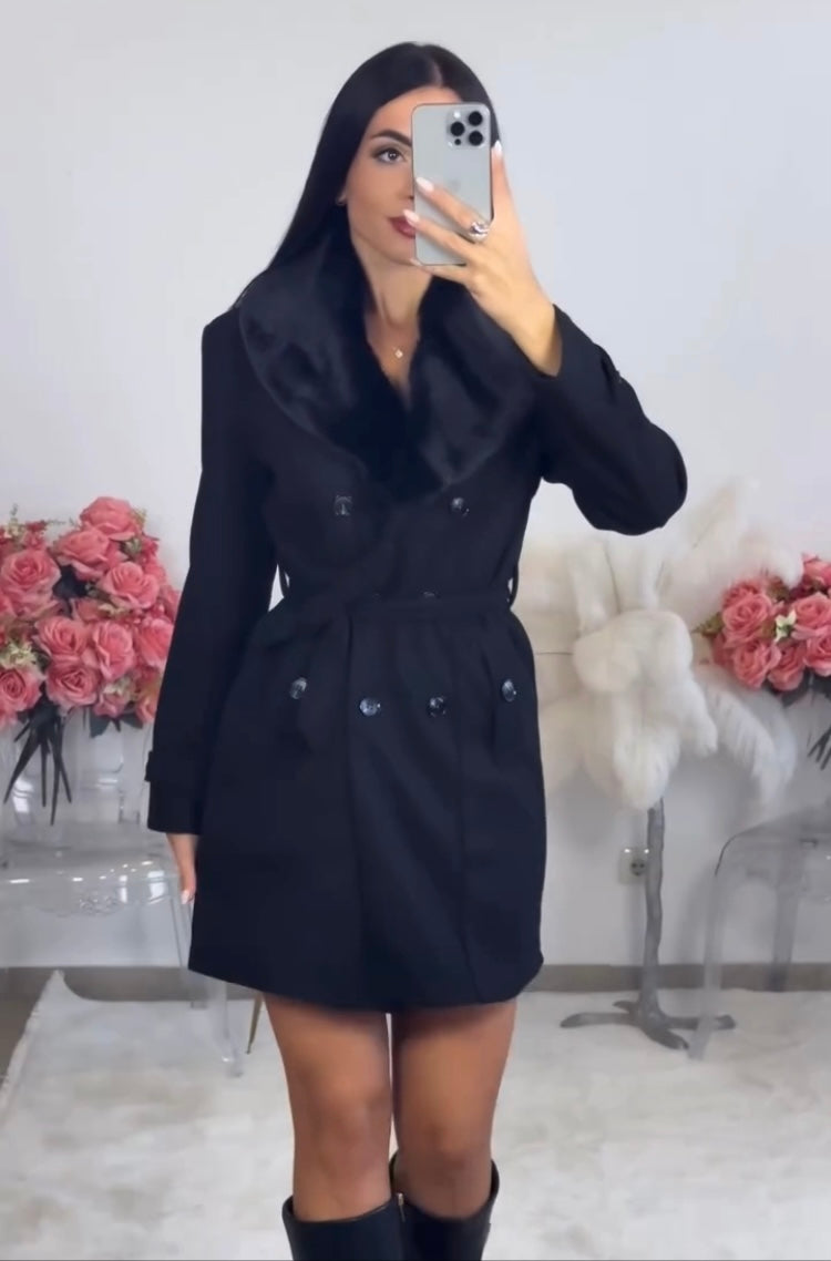 Women's hooded belted long coat