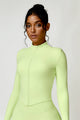 Women's fitted cropped jacket with high collar and front zip