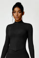 Women's fitted cropped jacket with high collar and front zip