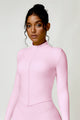 Women's fitted cropped jacket with high collar and front zip
