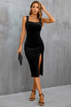 Women's Velvet Midi Cocktail Dress with Side Split