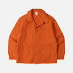 Men's orange utility jacket with collar and patch pockets