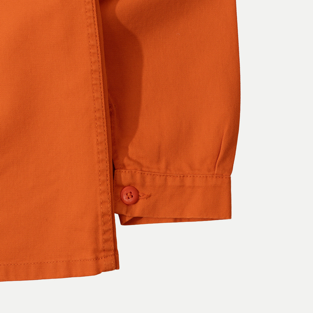 Men's orange utility jacket with collar and patch pockets