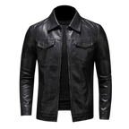 Men's black jacket with point collar, long sleeves and flap chest pockets
