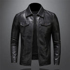 Men's black jacket with point collar, long sleeves and flap chest pockets