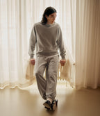 Men's grey crew neck sweatshirt with long sleeves and ribbed trims