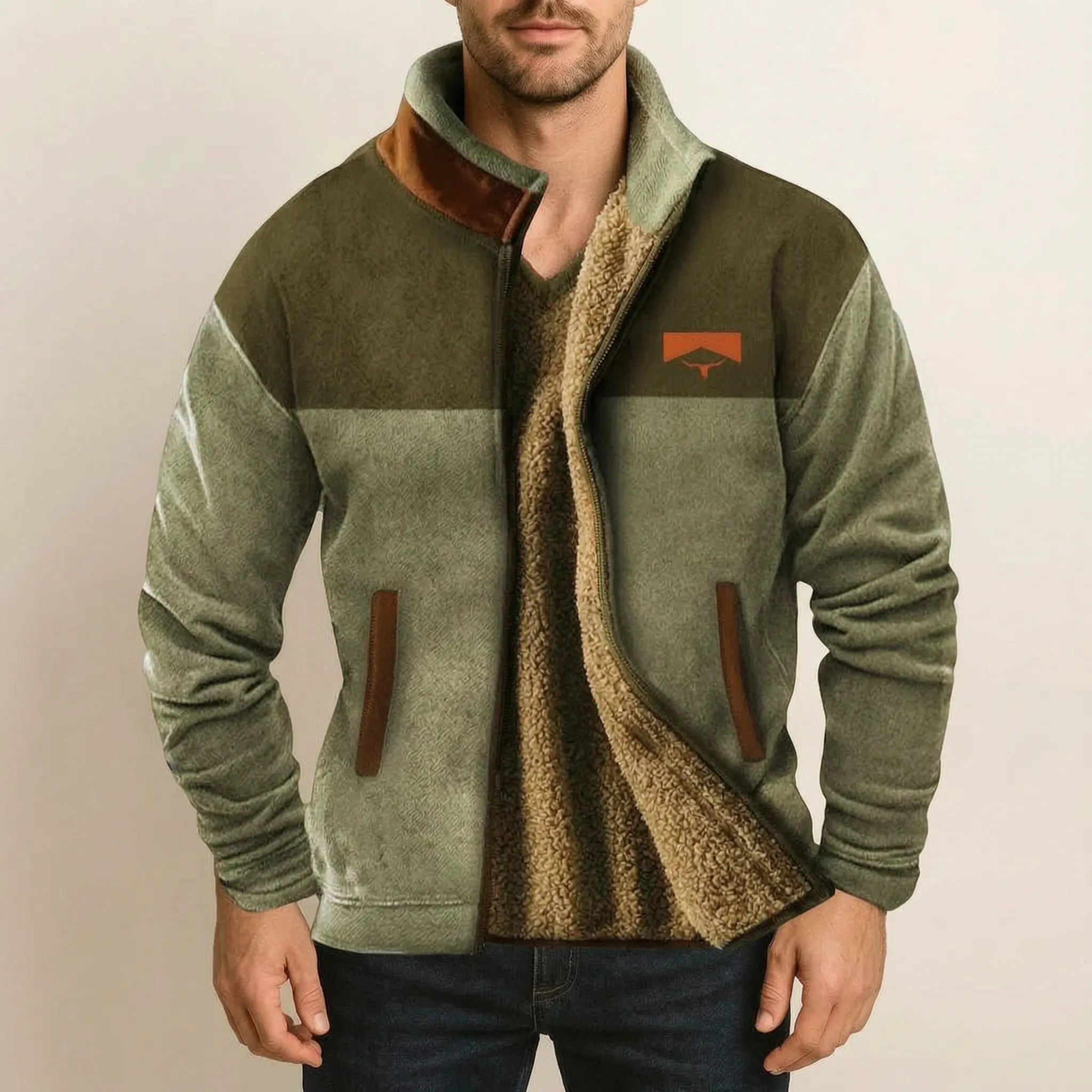 Cadoro  - Western Print Full-Zip Jacket Layering Over T-Shirts