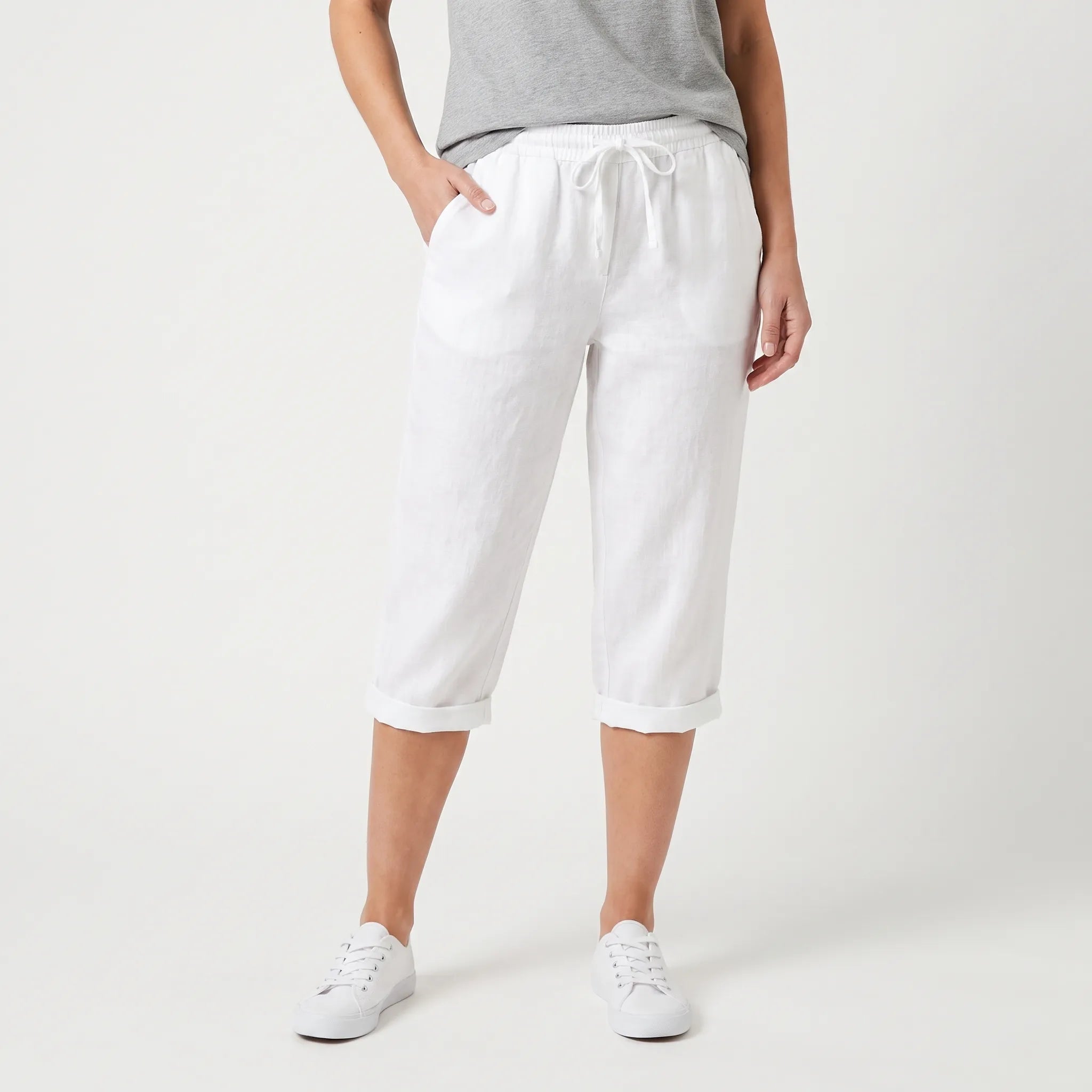 Caleo  - Casual Relaxed Fit Capri Trousers Warm Weather Wear