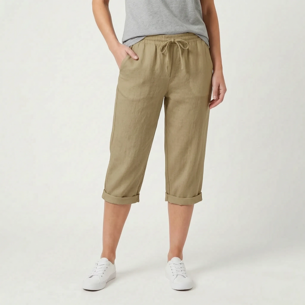 Caleo  - Casual Relaxed Fit Capri Trousers Warm Weather Wear