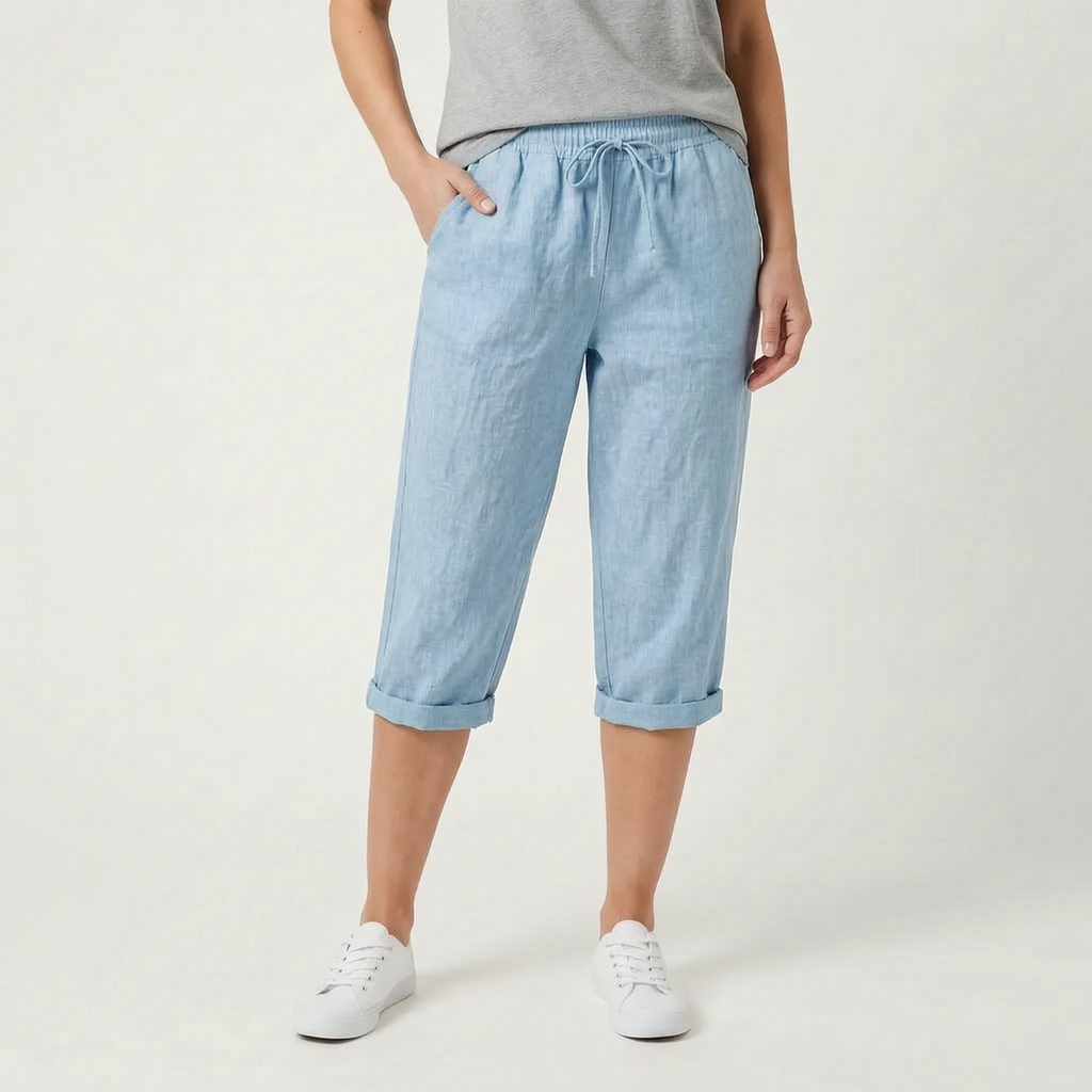 Caleo  - Casual Relaxed Fit Capri Trousers Warm Weather Wear