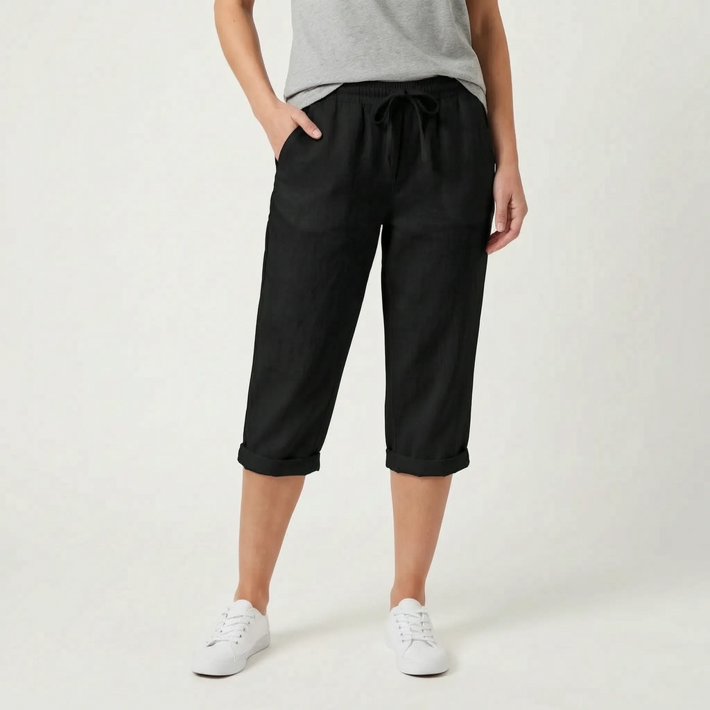 Caleo  - Casual Relaxed Fit Capri Trousers Warm Weather Wear