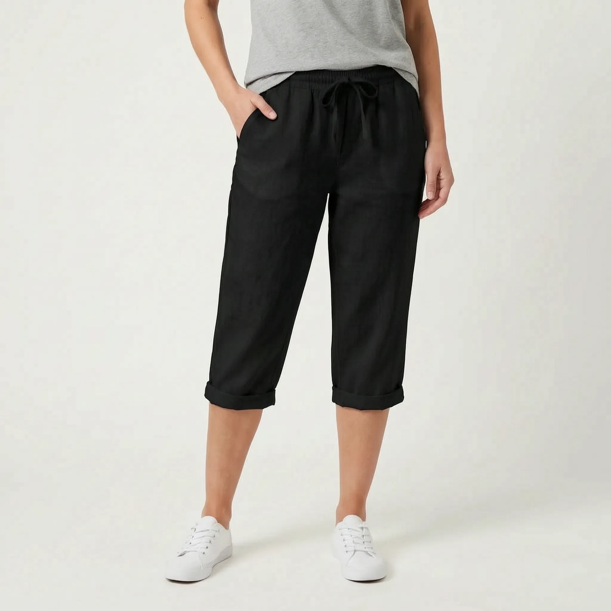 Caleo  - Casual Relaxed Fit Capri Trousers Warm Weather Wear