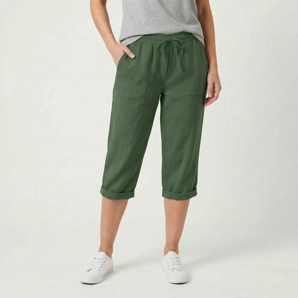 Caleo  - Casual Relaxed Fit Capri Trousers Warm Weather Wear