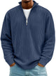 Men's ribbed half-zip sweater with stand collar