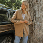 Women's oversized ribbed button-front cardigan