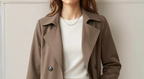 Women's khaki double-breasted trench coat with belt