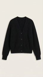 Women's ribbed V-neck button cardigan with long sleeves