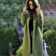 Women's longline hooded knit cardigan with buttons and ribbed texture