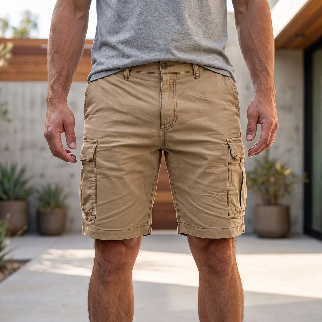 Cargen  - Casual Grey Cargo Shorts For Guys Weekend Wear