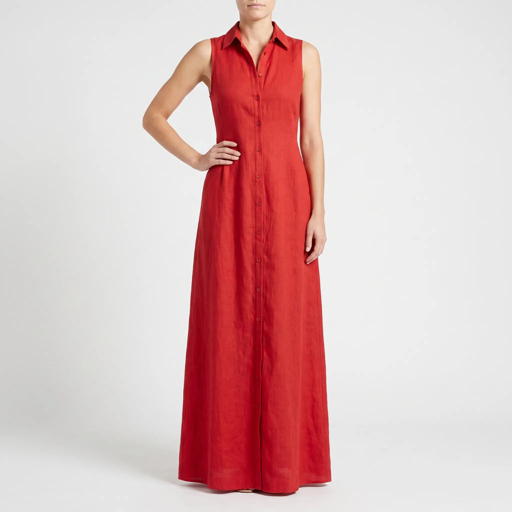 Carmenia  - Sleeveless Maxi Shirt Dress Summer Garden Parties