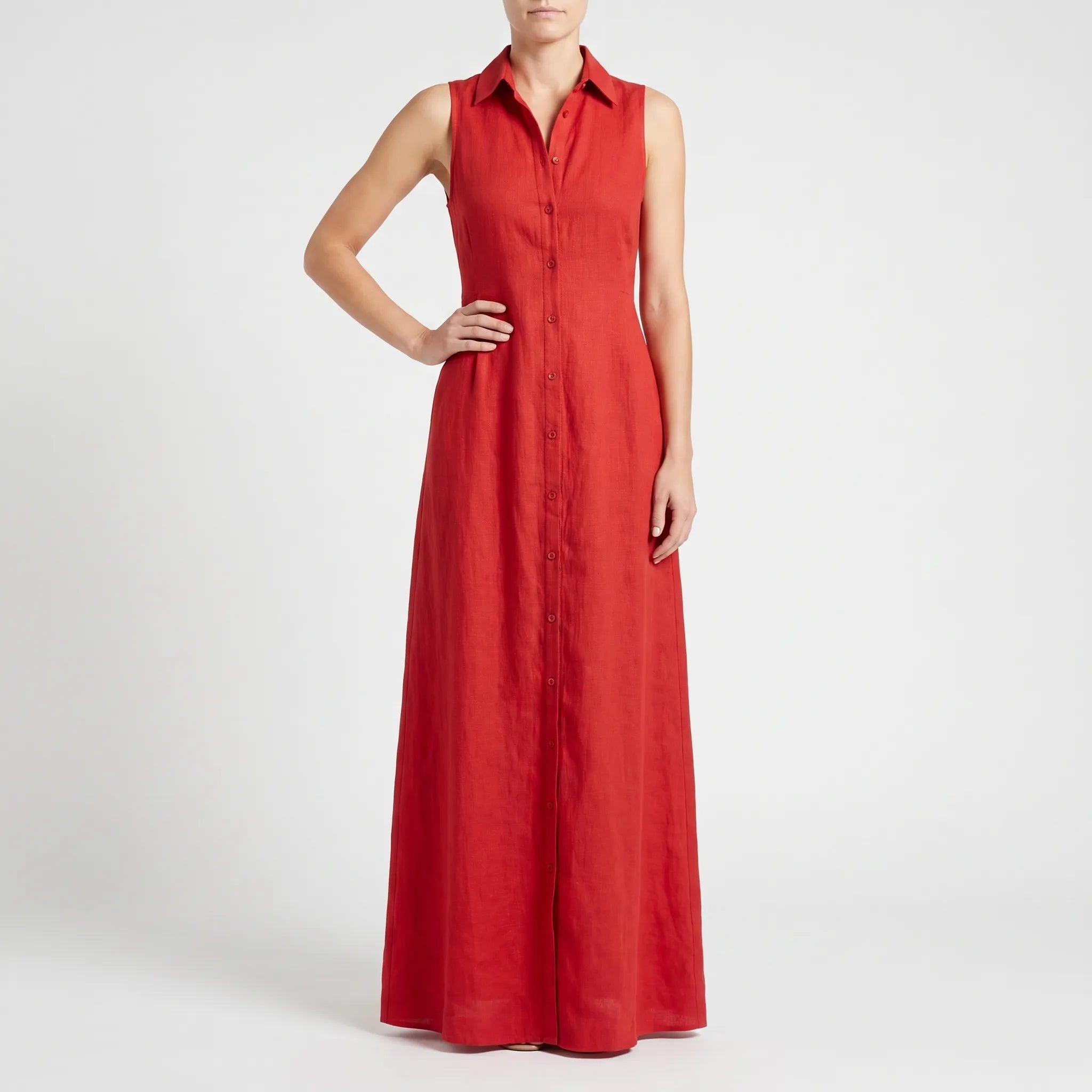 Carmenia  - Sleeveless Maxi Shirt Dress Summer Garden Parties
